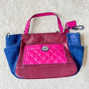 Coach Park Mini Leather Suede Tote Satchel Color Block Quilted F49865 Handbag